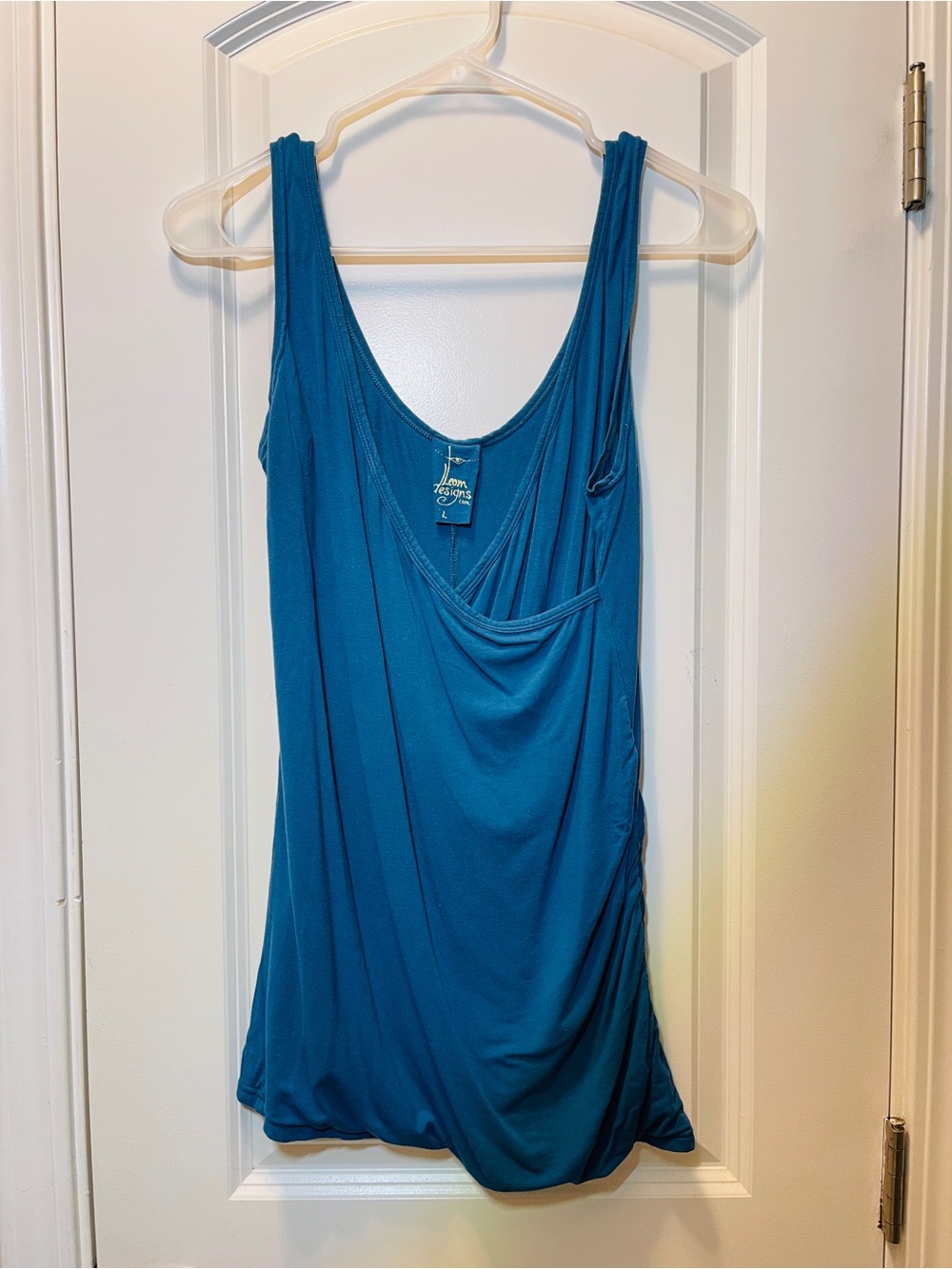 Blue Drape Front Women's Tank Top